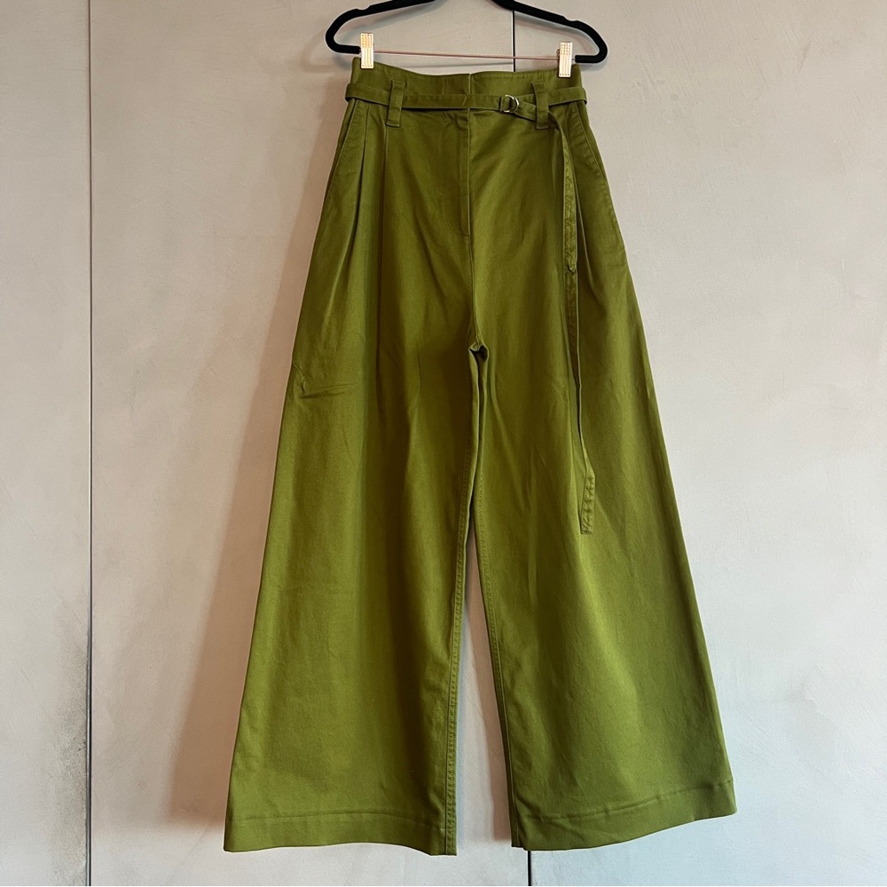 Proenza Schouler green wide leg trousers, Sample size 4